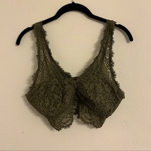 Aerie Hunter Green Lace Bralette